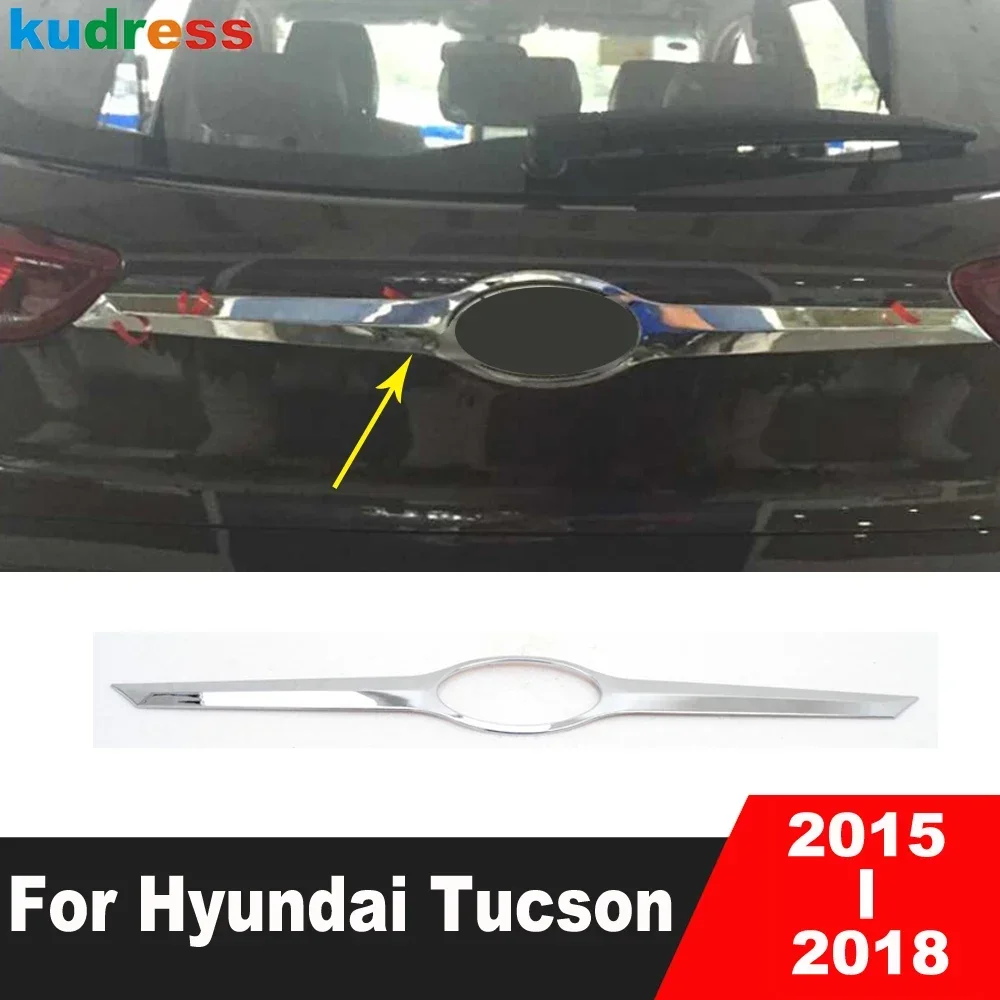 Rear Trunk Lid Cover Trim For Hyundai Tucson 2015 2016 2017 2018 Chrome Car Tailgate Molding Garnish Strip Exterior Accessories