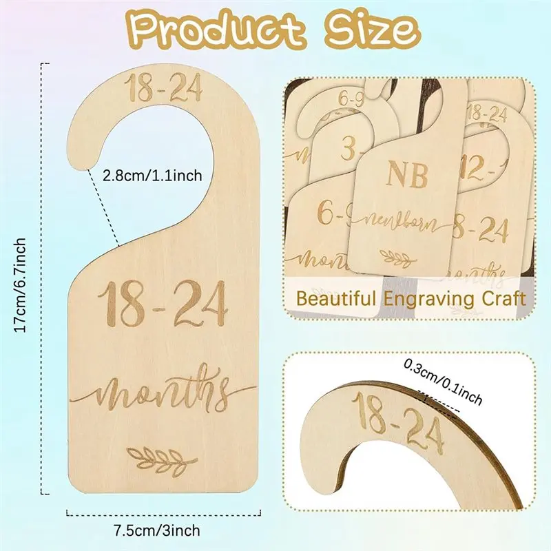 GYTB-Wooden Untuk Ukuran Bayi Baru Lahir Hingga 24 Bulan Set Pembagi Lemari Bayi Dengan Tas Jinjing Beludru Biru