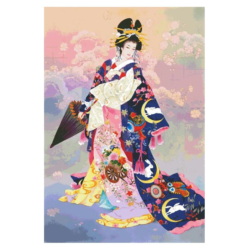 

Amishop Gold Collection Counted Cross Stitch Kit Japanese Geisha Beauty Lady Woman Girl Princess Of Asia Japan