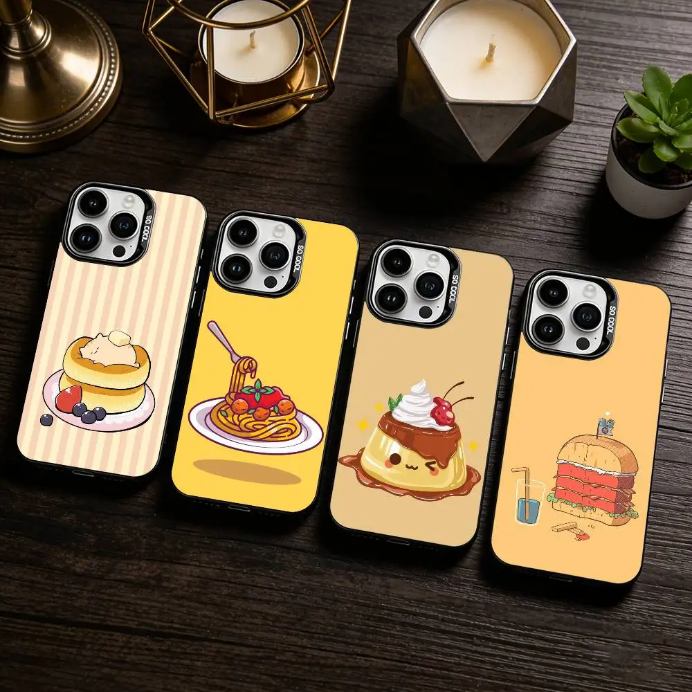 

F-Flat painted food Phone Case For iPhone 17,16,15,14,13,12,11 Plus,Pro Max,XS,Colored silver phone case