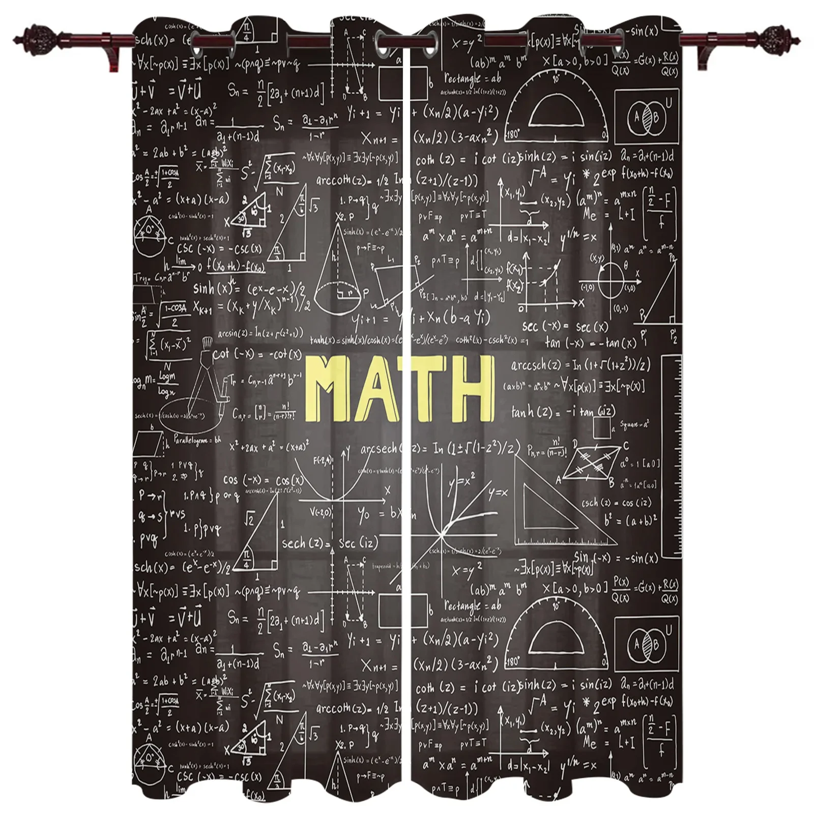 Math Equation Blackboard Curtains for Bedroom Living Room Drapes Kitchen Children's Room Window Curtain Modern Home Decor