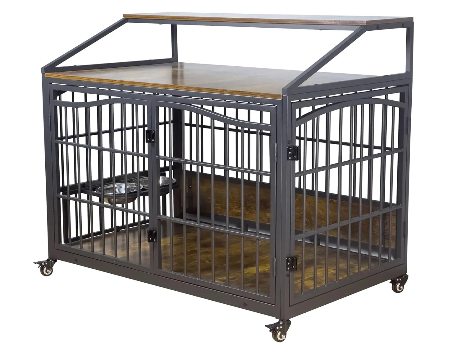 

48 Inch Dog Crate Furniture, XXL Kennel Cage Rustic Wooden Pet House End Table Dog Home for Large Dogs with 2, Customized