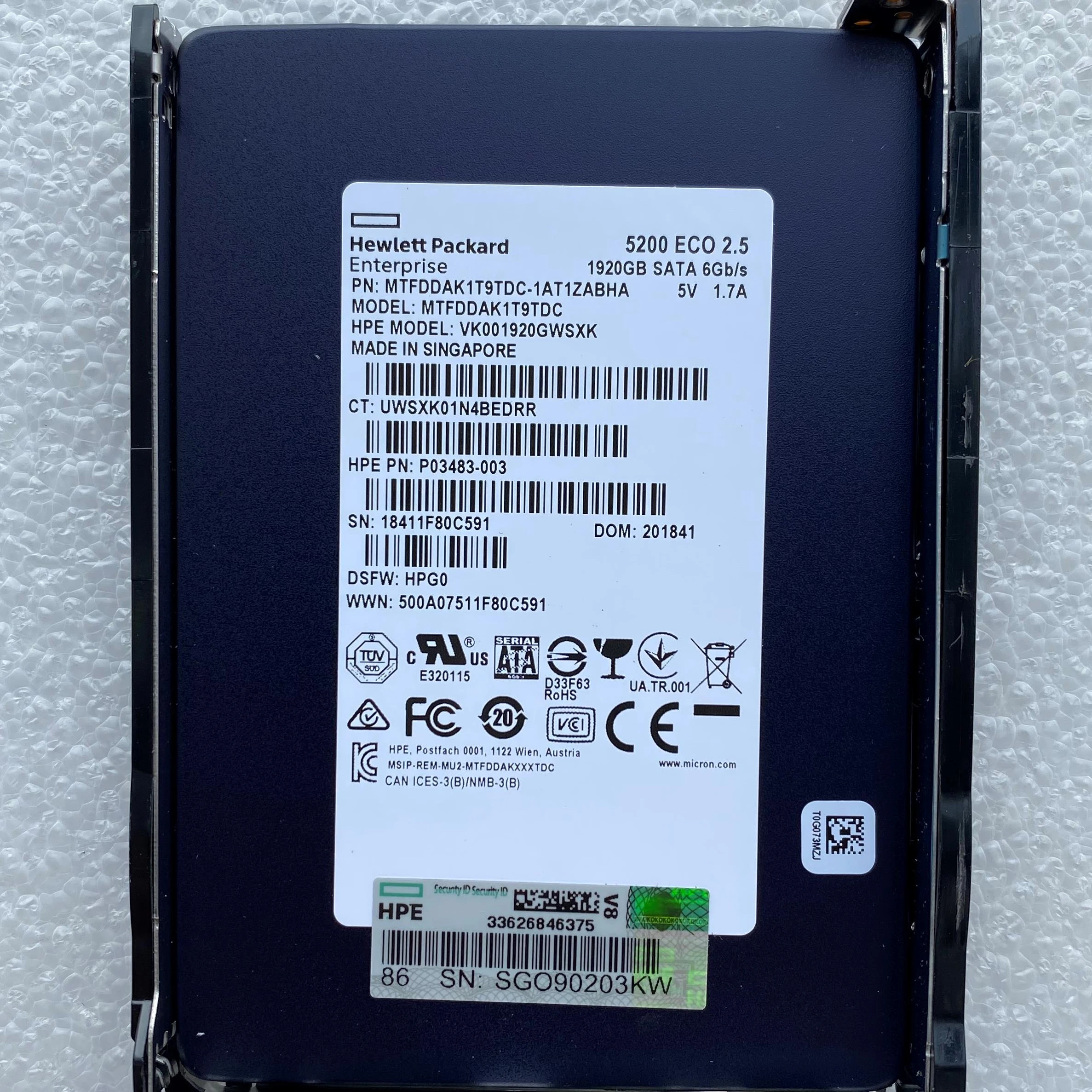 

SSD Hard disk 1.92TB SATA 6Gb 2.5 P05314-001 DL380 G9 G10 SSD Server Series Solid State Drives Internal P04478-B21 P03483-003