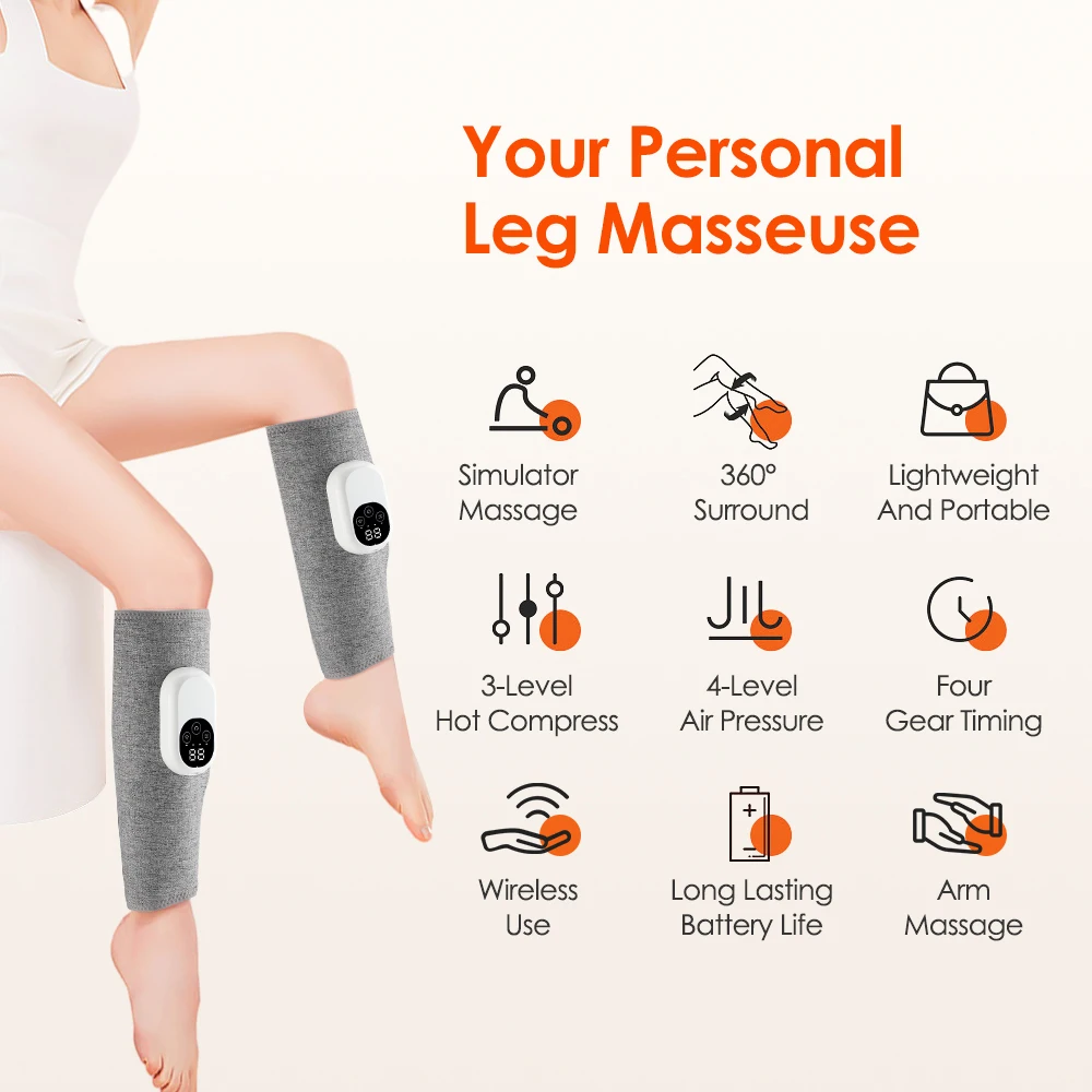 Automatic Leg Massager Wireless Household Leg Device Airbags Kneading Massage Hot Compress Relax Muscles Four-speed Effectively