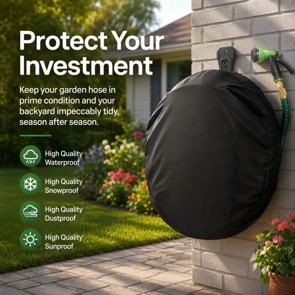 Oxford Fabric Hose Protector Breathable Waterproof Hose Reel Cover Wall Mounted Dustproof Garden Hose Protector Outdoor