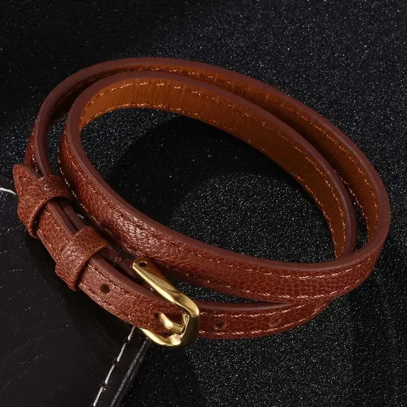 

New Fashion Women Jewelry Multilayer Brown Leather Bracelet Handmade Wristband Alloy Buckle Wrap Bracelet Female Gift SP0588