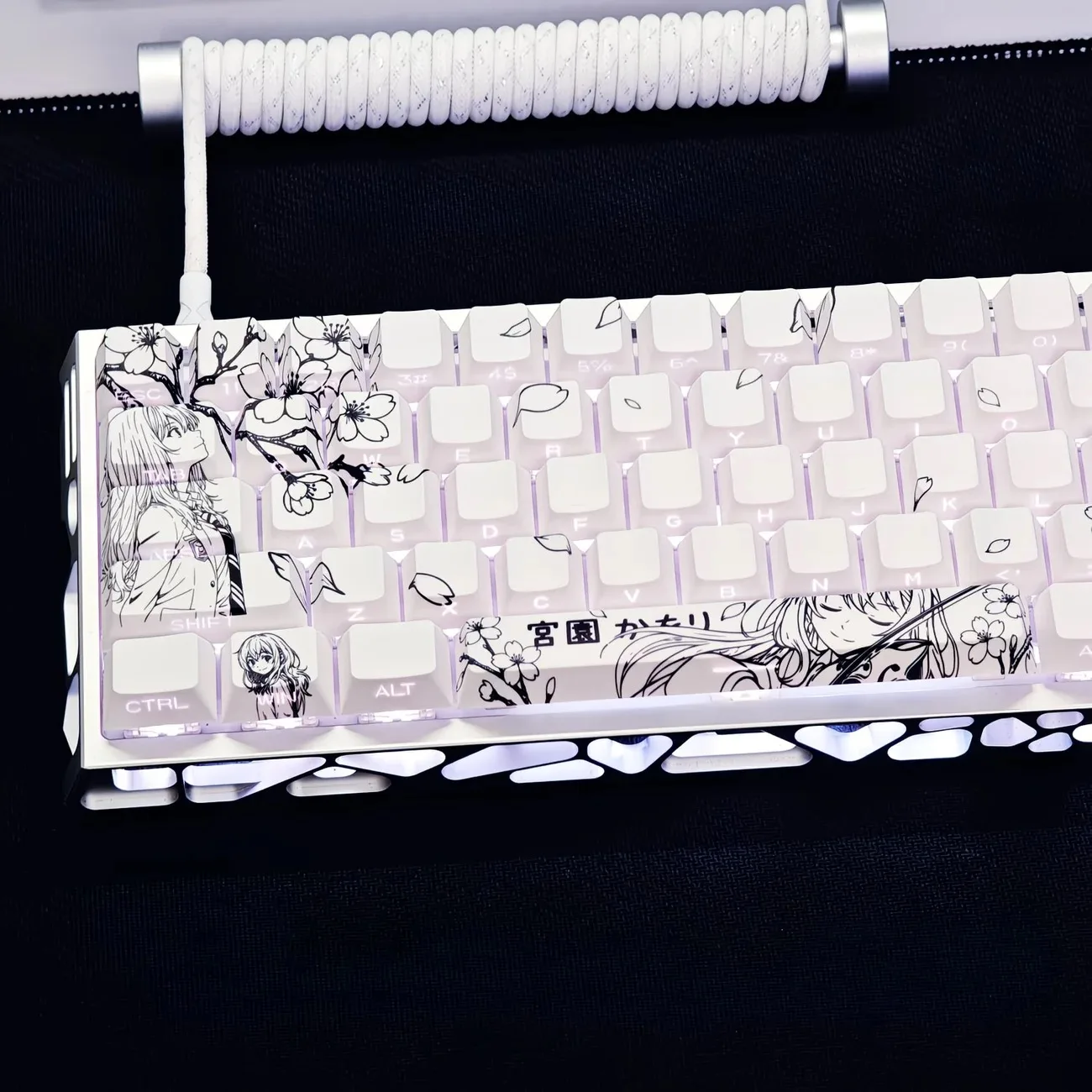 98 Key Cap Miyazono Kaori Keys Cute Anime Keycaps PBT Cherry Profile Keycap Mechanical Keyboard Made68 Mad68 Wooting 60