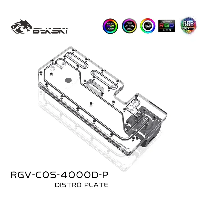 Bykski Distro Plate For Corsair 4000D Case,Computer Water Cooling Waterway Board Reservoir,12V/5V RGB SYNC RGV-COS-4000D-P