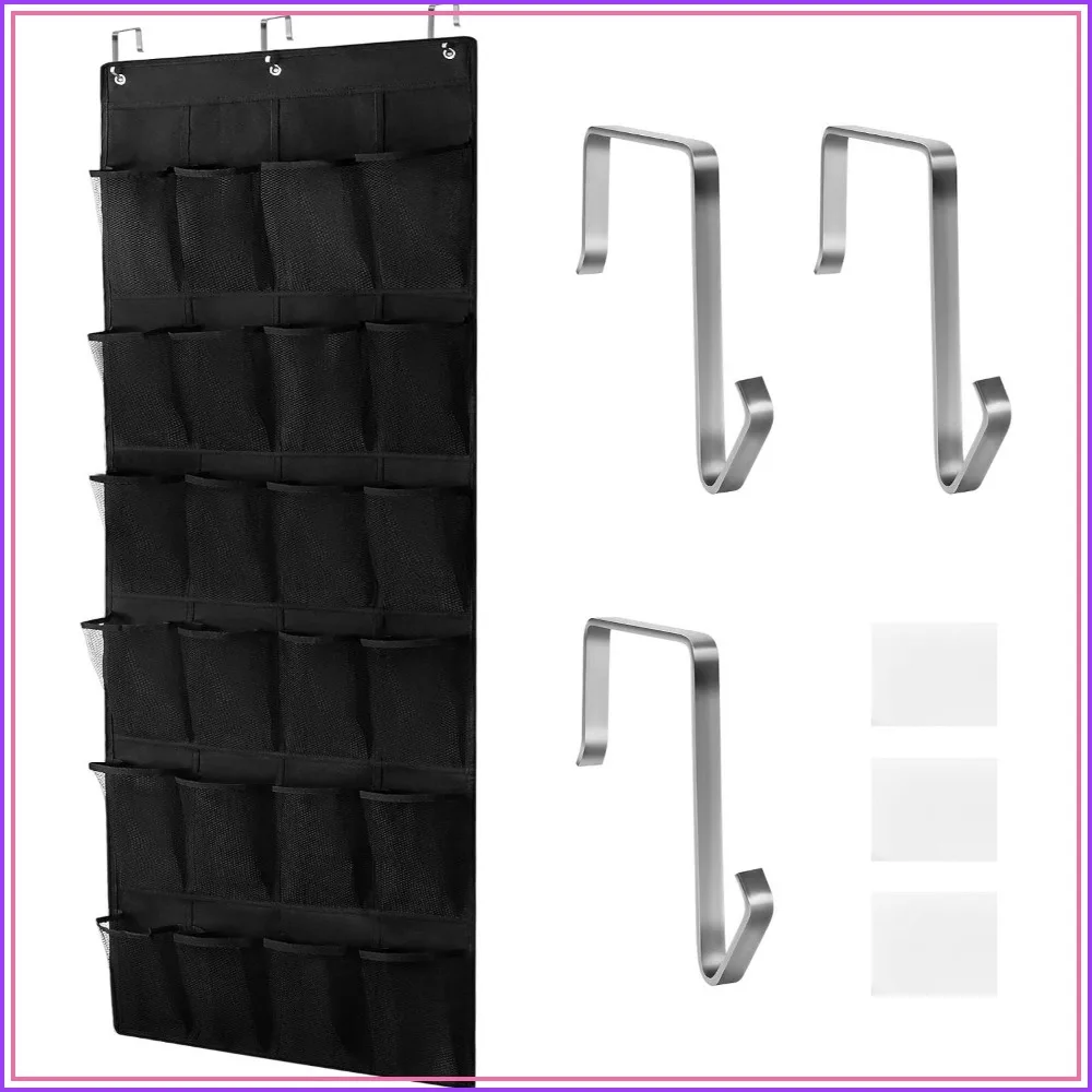 24-Pocket Over Door Shoe Organizer with Hooks, Heavy Duty Hanging Storage for Closet, Entryway, and More