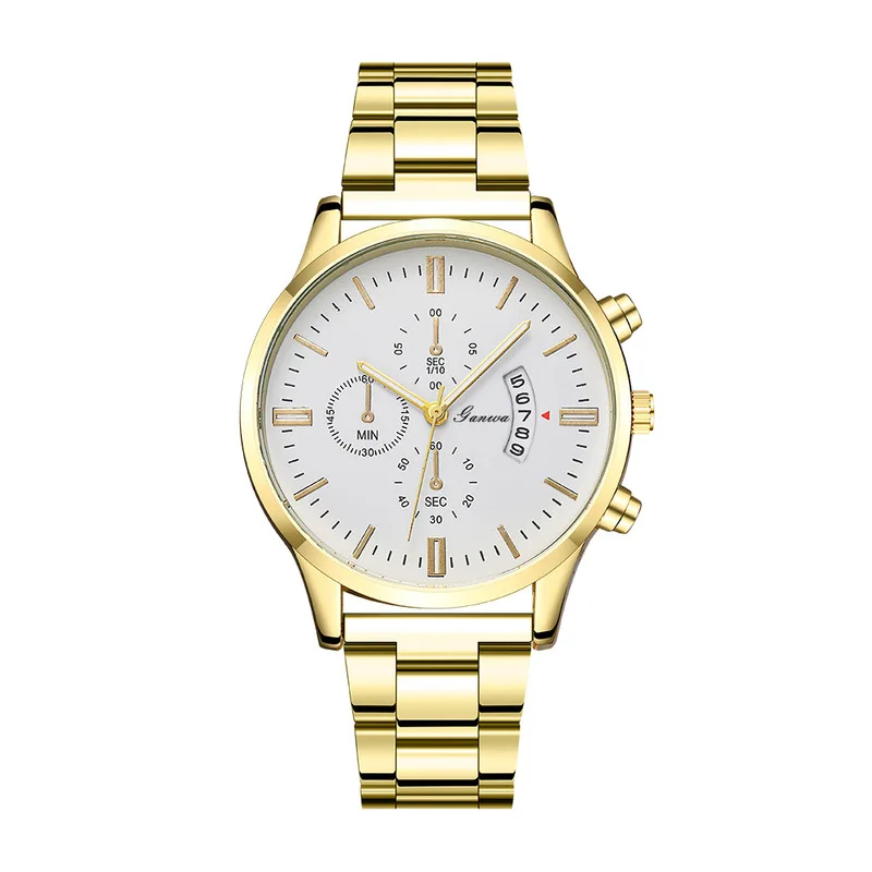 Men's Stainless Steel Quartz Watch Classic Calendar Male Business Wristwatch Daily Work Male Fashion Wristwatch Boy Gifts