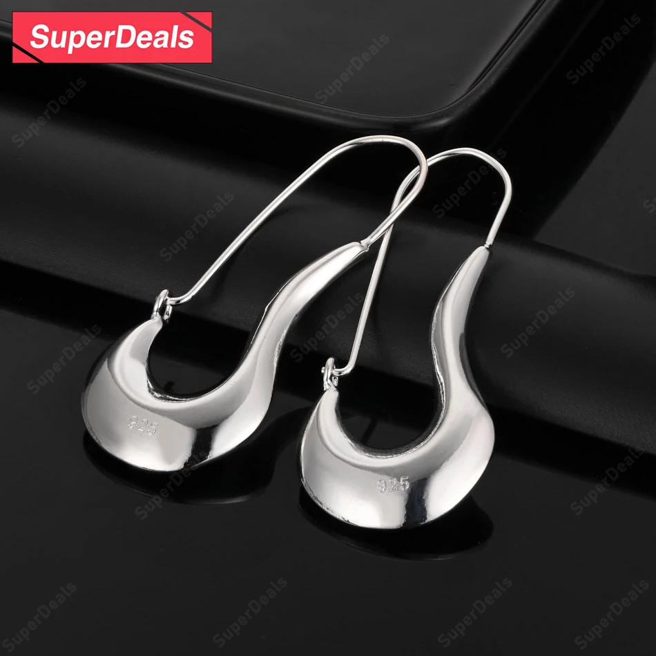 

SuperDeals 925 Sterling Silver Hook Hoop Earrings For Women Fashion Party Engagement Wedding Fine Charm Jewelry Christmas Gift