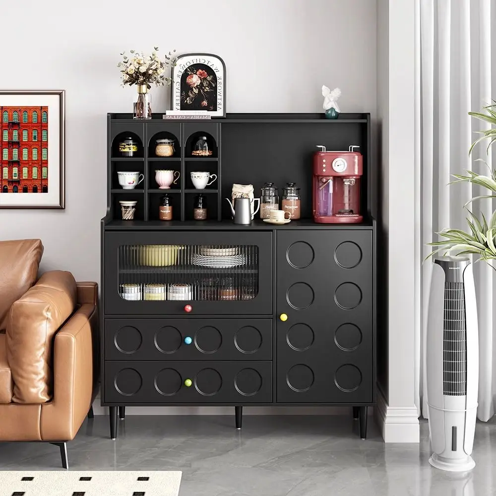 

French, retro, black, side cabinet, simple, modern, small apartment, coffee