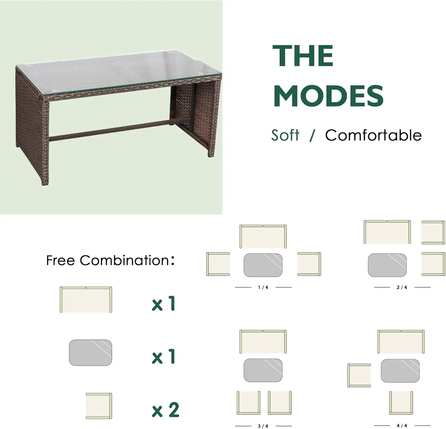 طقم محادثة للفناء مكون من 4 قطع، أثاث فناء خارجي، روطان أسود + أزرق مع وسادة زرقاء #6