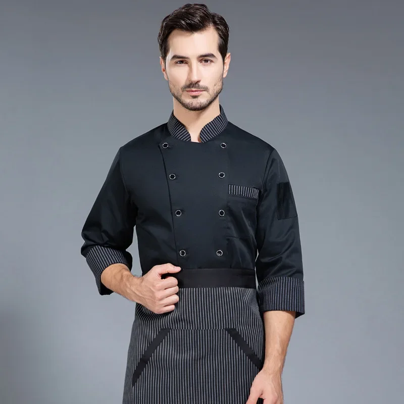 Men's Long Sleeve Autumn and Winter Clothes Dining Restaurant Rear Kitchen Clothes Cake Shop Baker Chef Uniform Wo