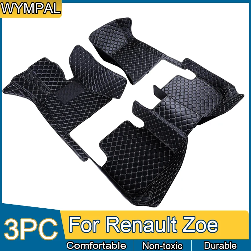 Leather Car Floor Mats For Renault Zoe E-Tech Electric 2012~2022 5seat Anti-dirt Car Carpet Floor Mat Car Accessories Interior