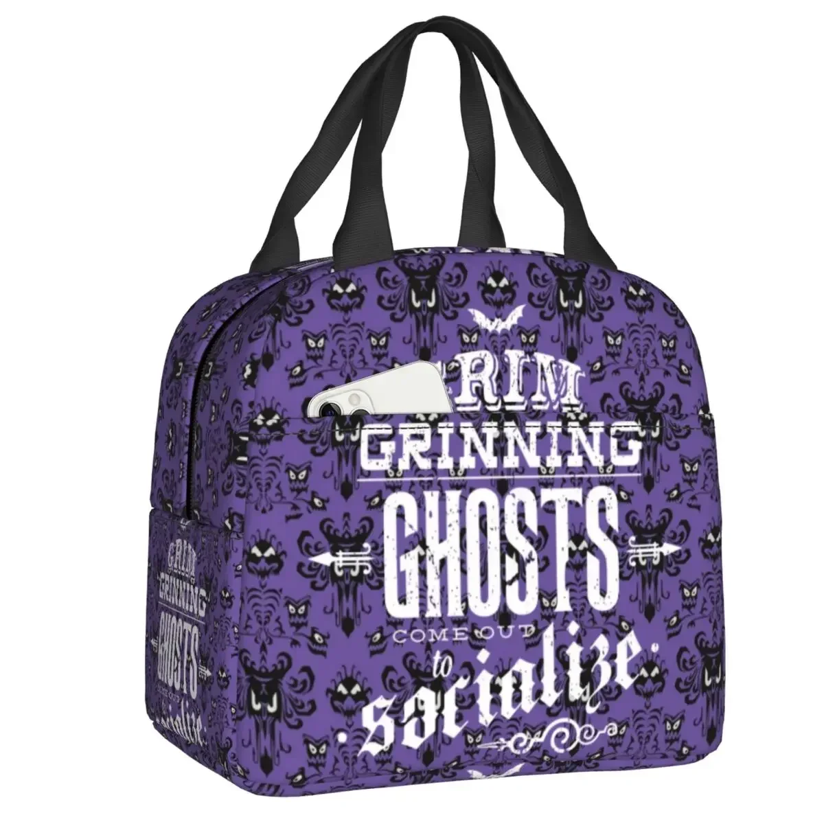 Haunted Mansion Grim Grinning Ghosts Lunch Box Women Cooler Thermal Food Insulated Lunch Bag School Children Student Picnic Bags