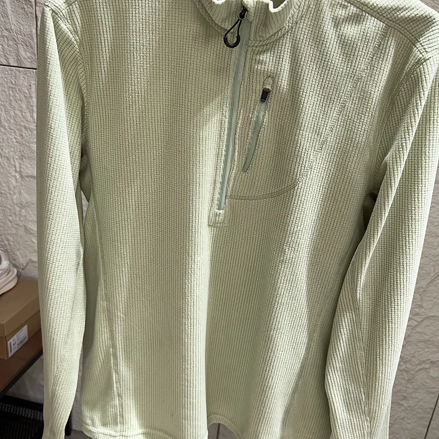Unisex Outdoor Thermofleece-Pullover – Warmer Waffelstrick-Sweatshirt mit halbem Reißverschluss für Wandern & Camping – Detail 11
