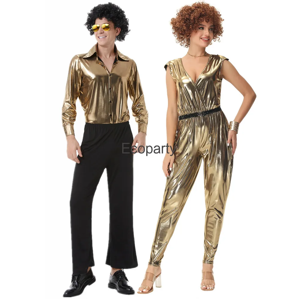 New Halloween Vintage 60s 70s Hippie Couples Cosplay Costume Men Women Carnival Party Music Festival Retro Disco Fancy Dress Up