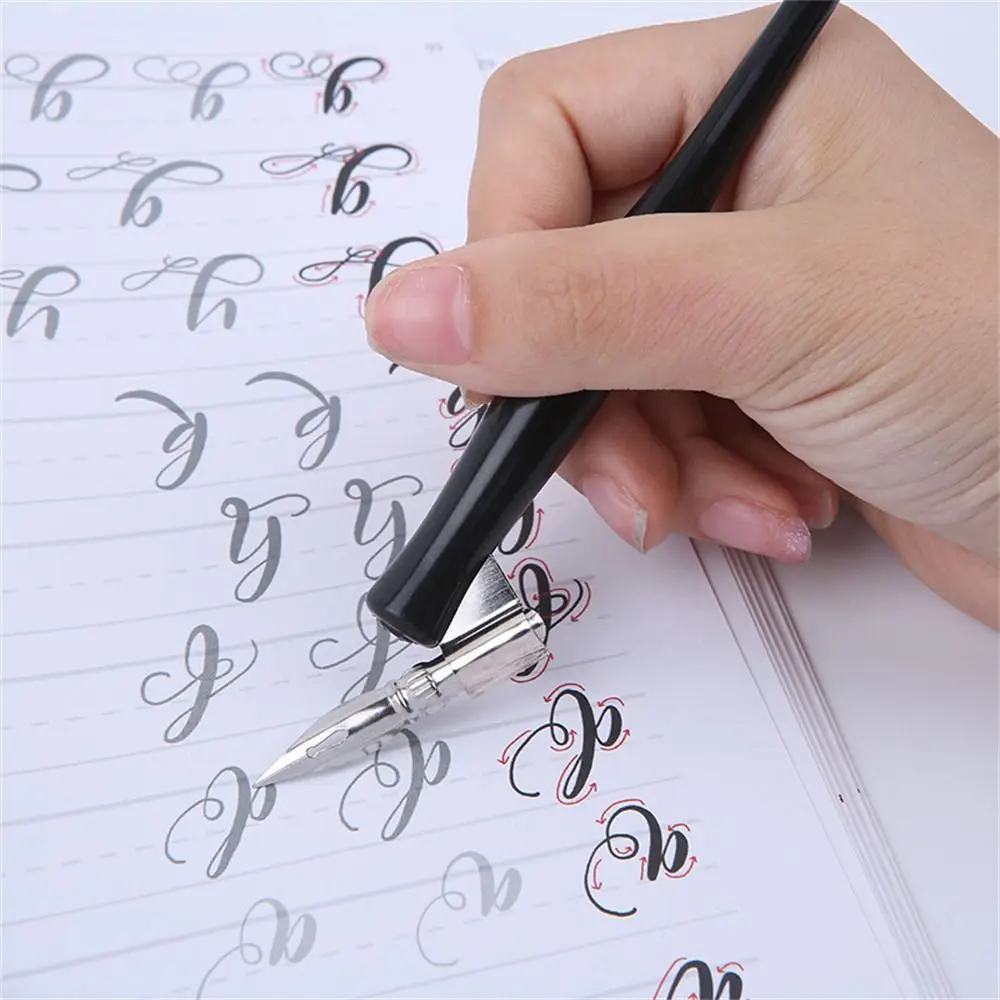 調整可能な樹脂書道ペンホルダー,斜めのプレッシャーペン,黒の筆記用,アート描画,ミシンプレート,署名ペン