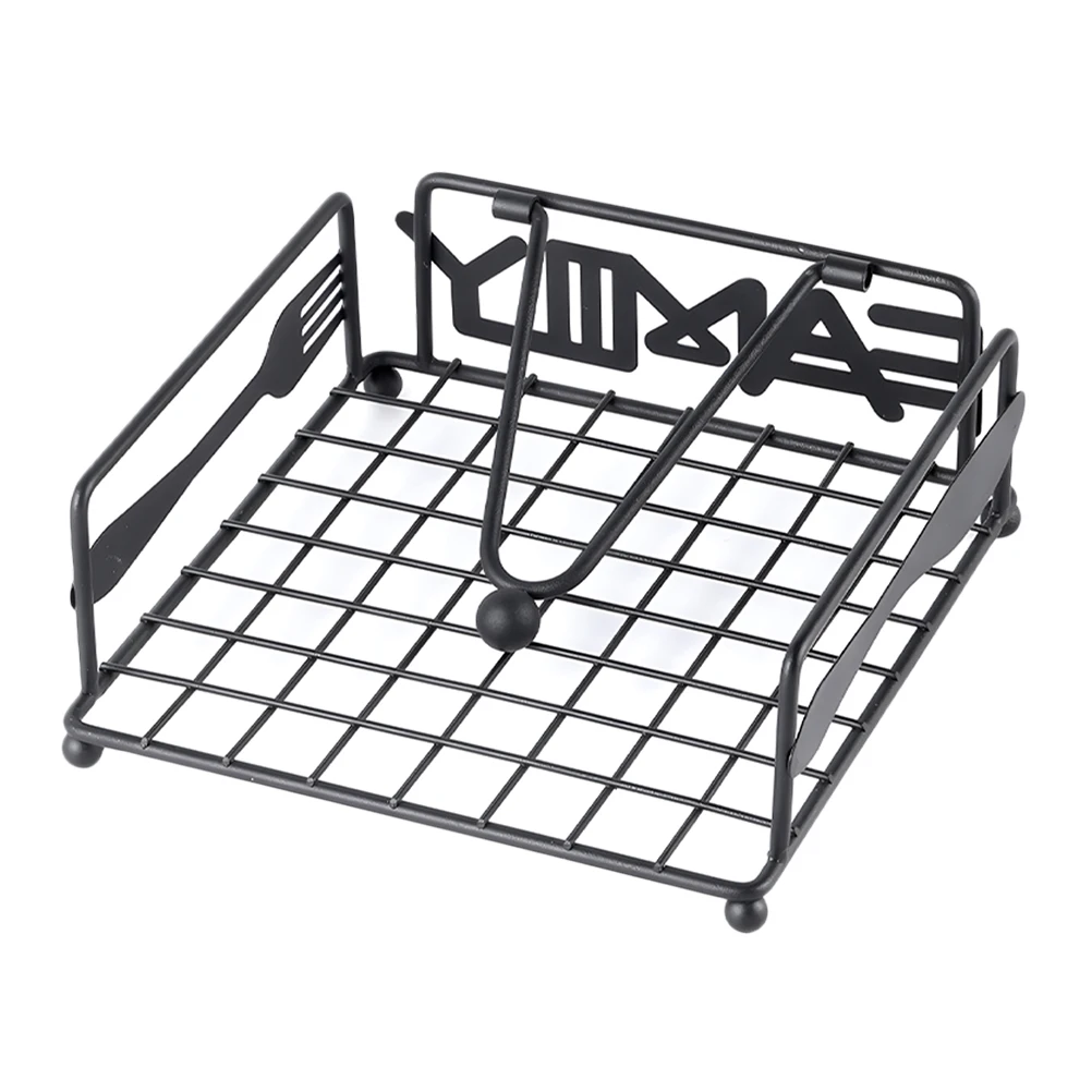 

Iron Napkin Holder Square Stand Modern Metal Flat Table Dispenser Kitchen Bathroom Hotel Restaurant Napkin Holders