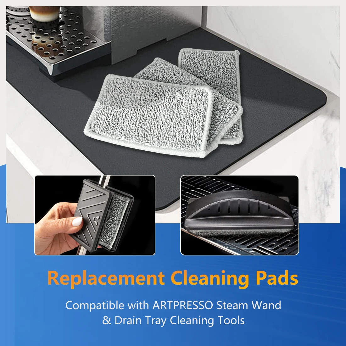 Espresso Cleaning Tools Accessories 5 Pack Replacement Cleaning Pads Compatible with Artpresso Steam Wand Cleaning Brush