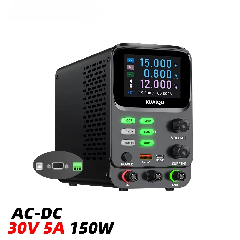NICE-POWER SPPSK305R 150W Adjustable DC Power Supply 30V 5A with RS232/485 USB Interface Curve Display for Electronic DIY/Repair
