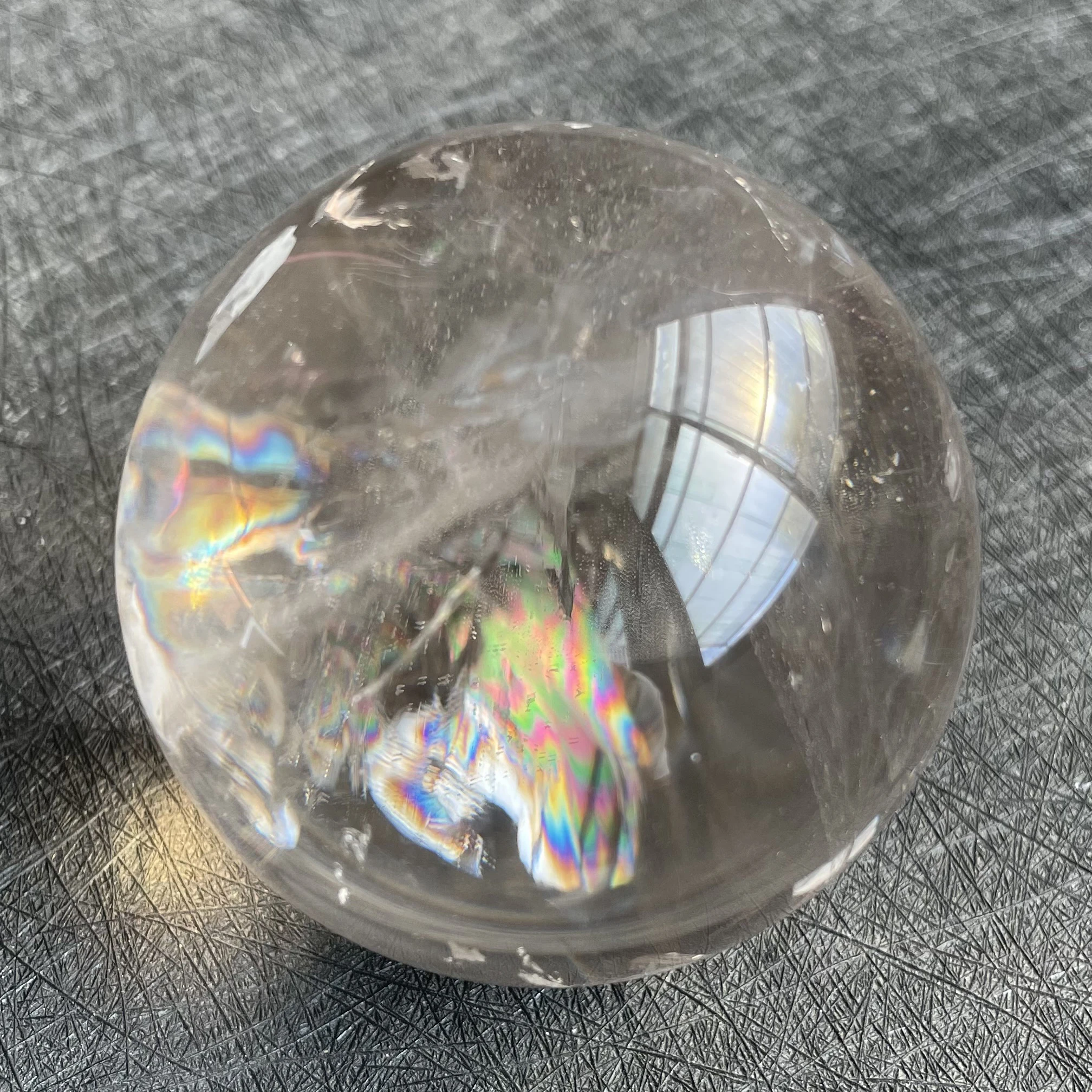 260g Natural Stone Clear Quartz Crystal Ball Rainbow Quartz Sphere Polished Rock Reiki Healing W36