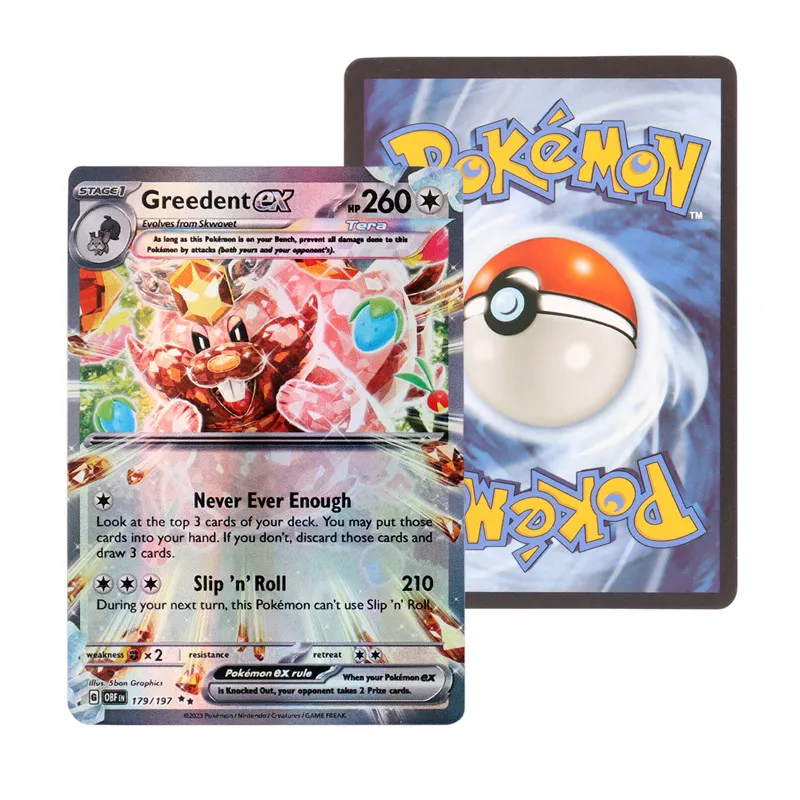 Caja de refuerzo de obsidiana de Pokémon, tarjetas EX de Pokemon, versión en inglés, 100 piezas