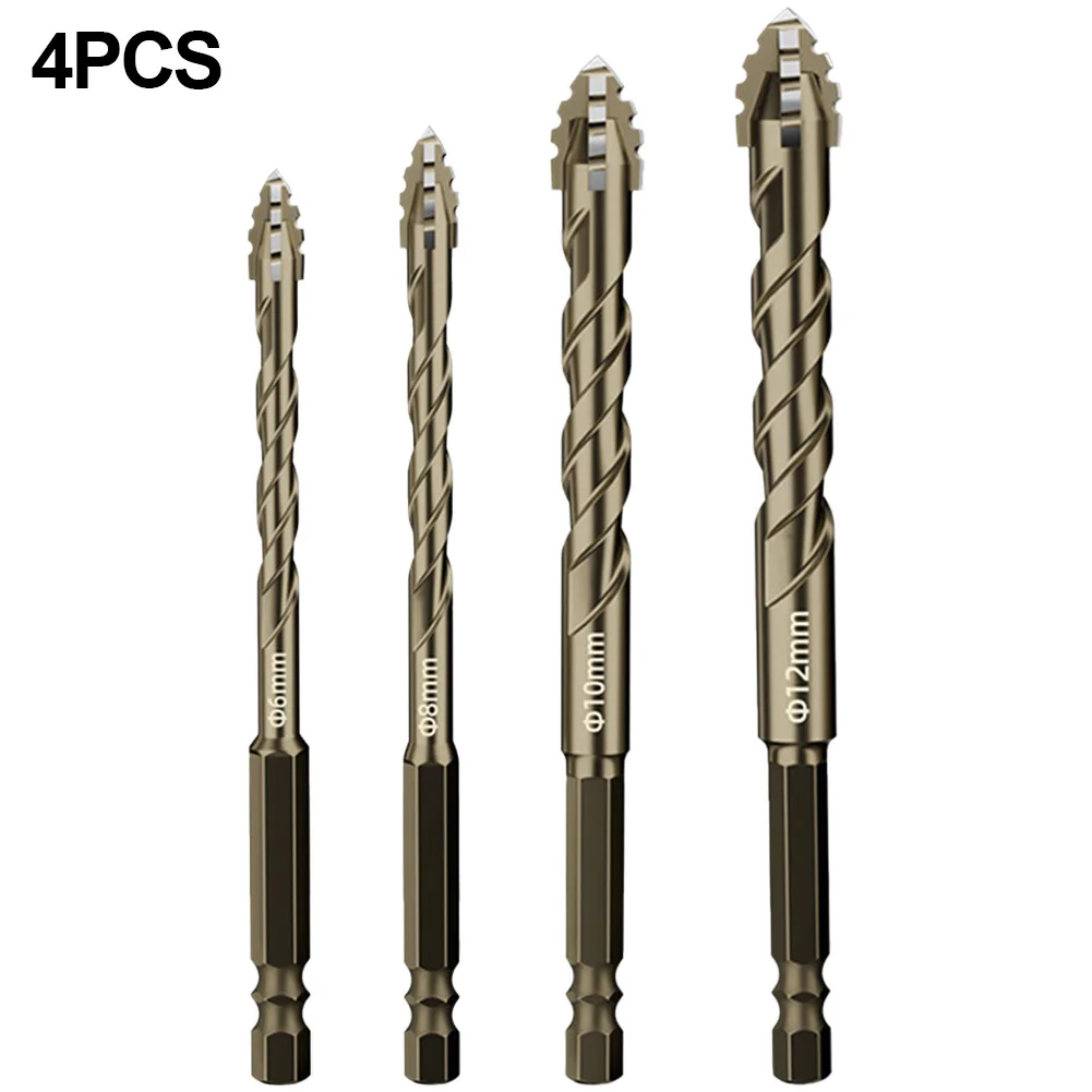 4pcs Tungsten Steel Eccentric Drill Bits for Glass and Tile Enhanced Performance with Triangular Shape for Reduced Vibration