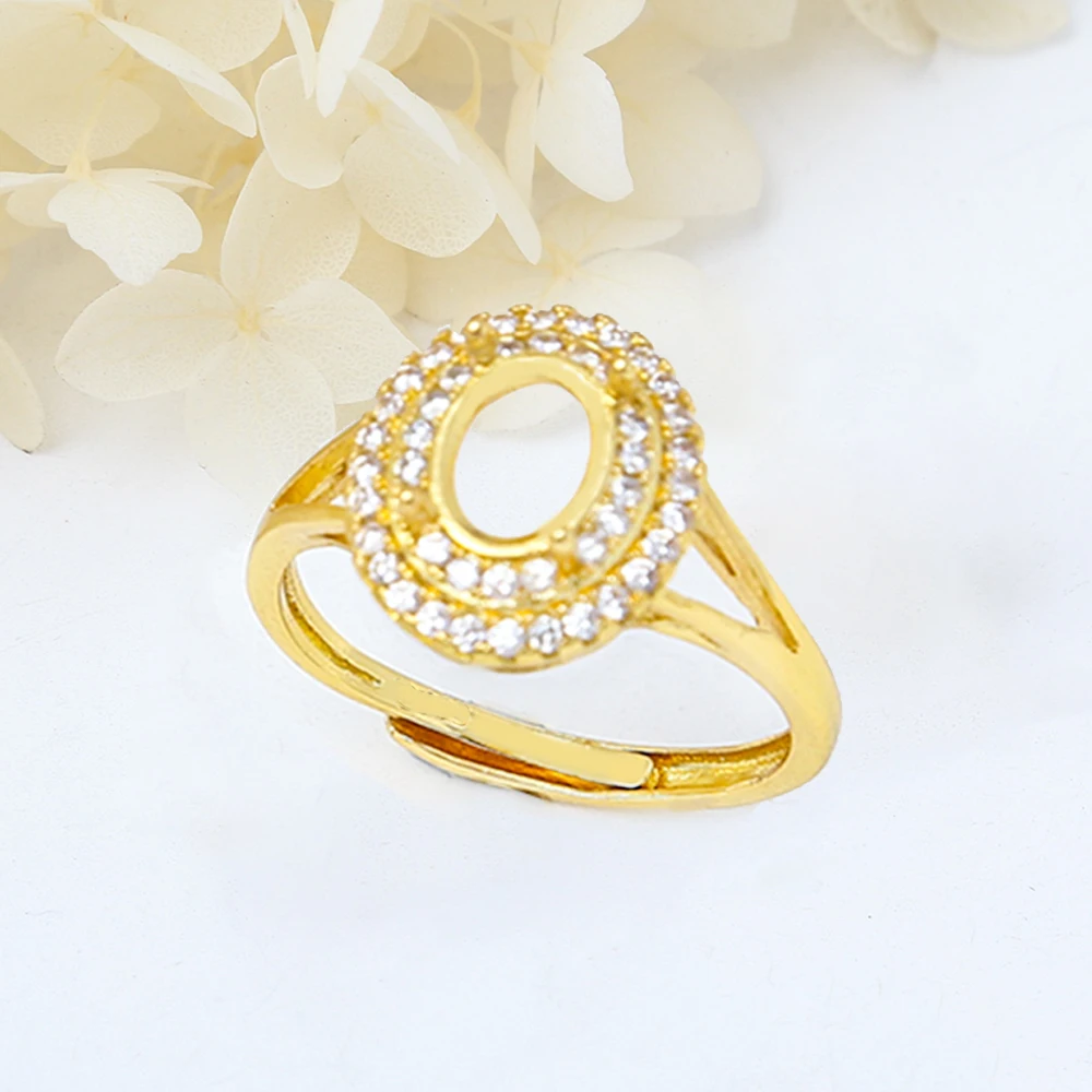 Cubic Zirconia 4 Claw Prong Ring Setting Brass Adjustable Oval 6x8mm Blank Ring Bases Settings Components for DIY Jewelry Making