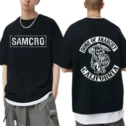 Sons of Anarchy SAMCRO Double Sided Print Tshirt Men Womnen Fashion Hip Hop Rock Tees Short Sleeve Summer Cotton T Shirts Tops