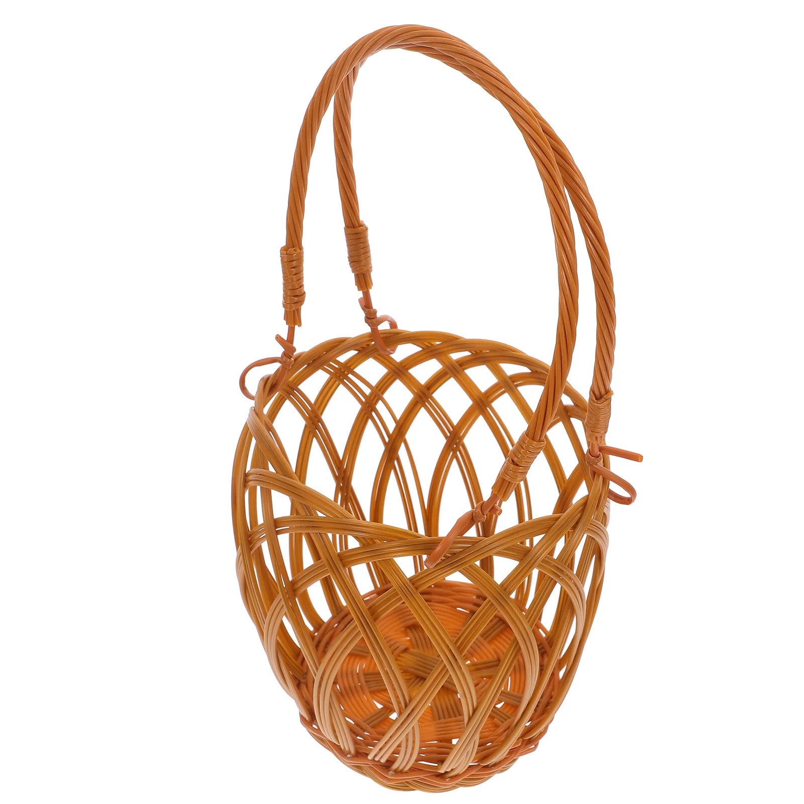 

Woven Wine Basket 2.5Kg Capacity Imitation Rattan Holder Portable Fruit Veggie Basket Mini Picnic Carrier Kitchen Storage