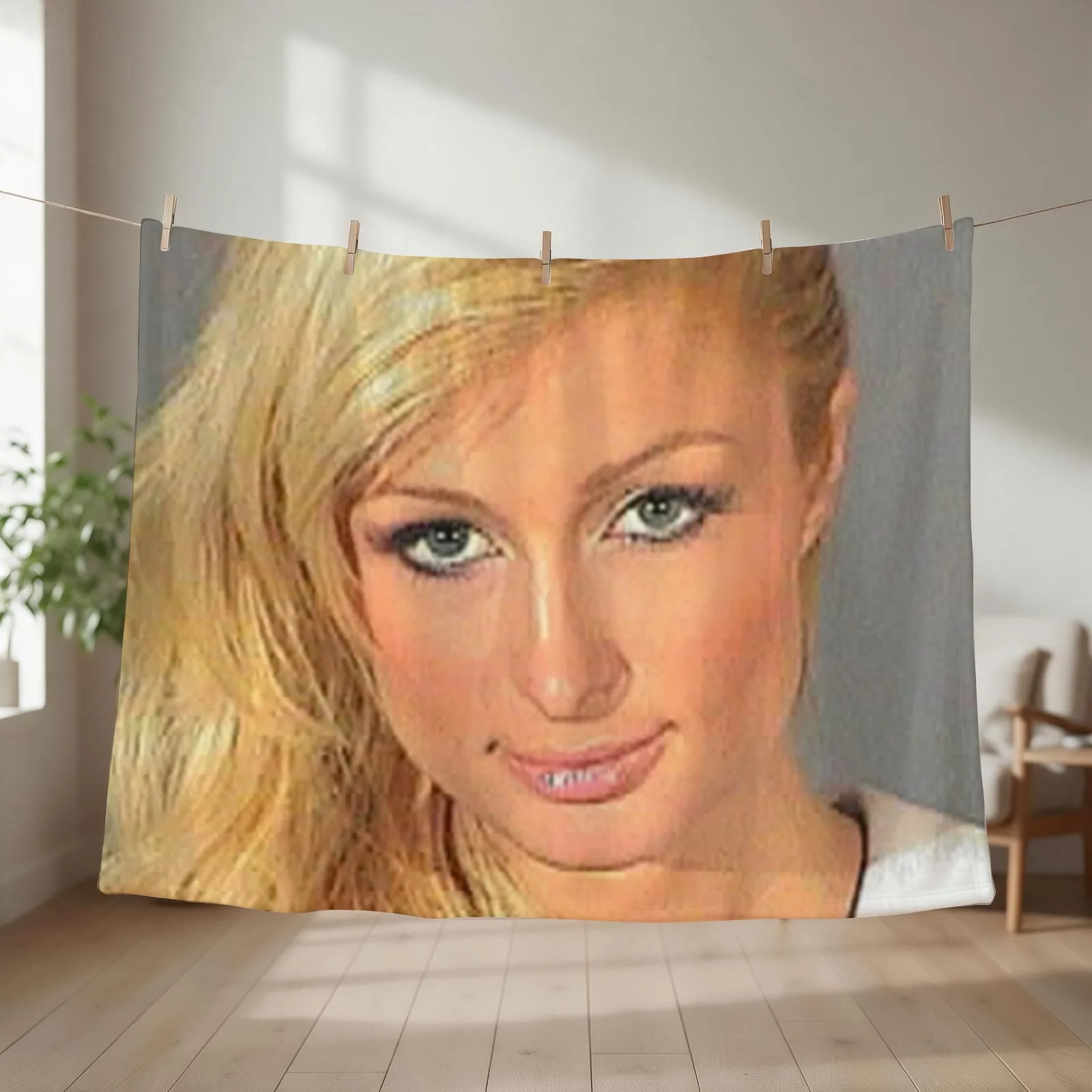 Paris Hilton's 2007 Mugshot Throw Blanket couch cozy soft plush fuzzy picnic outdoor blanket