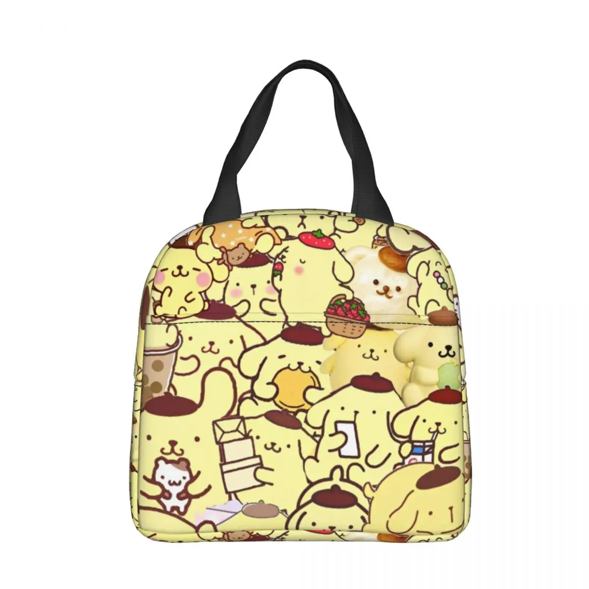 Sanrio Kawaii Pom Pom Purin Insulated Lunch Bags Thermal Bag Reusable Large Tote Lunch Box Bento Pouch College Outdoor