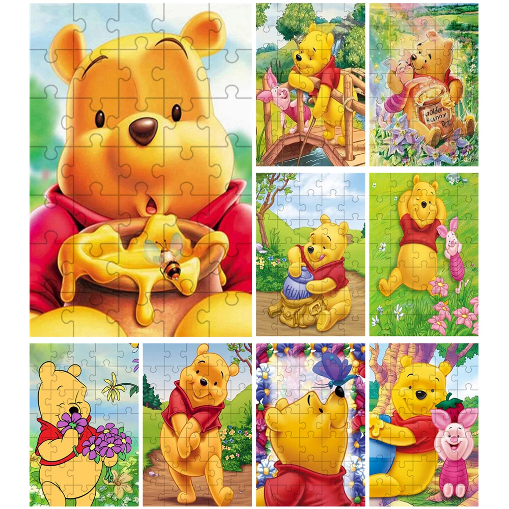 

35 Pieces Disney Winnie The Pooh Jigsaw Puzzles for Kids Cartoon Bear Wooden Puzzles Children Education Intelligence Toys