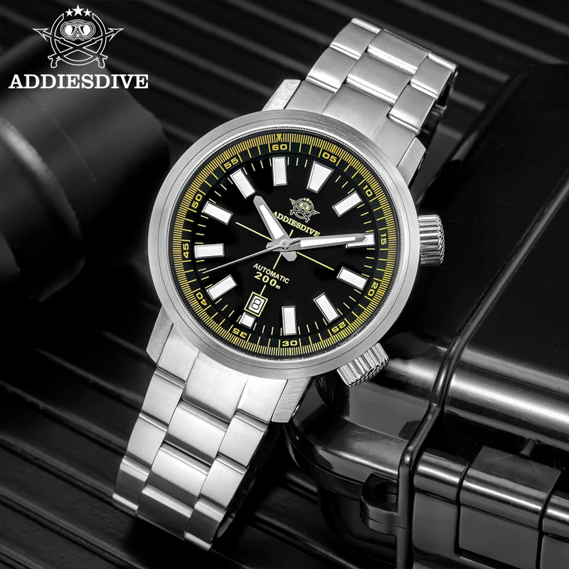 Reloj de buceo ADDIESDIVE para Hombre, Reloj de cristal de zafiro para Hombre, 200M, resistente al agua, BGW9, superluminoso, 8215, relojes mecánicos automáticos