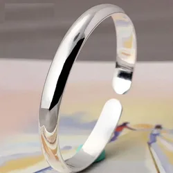 999 Sterling Silver Cuff Woman Bracelet Polishing Bangle Party Wedding Jewelry Charm Christmas Girl Gifts Argent 925
