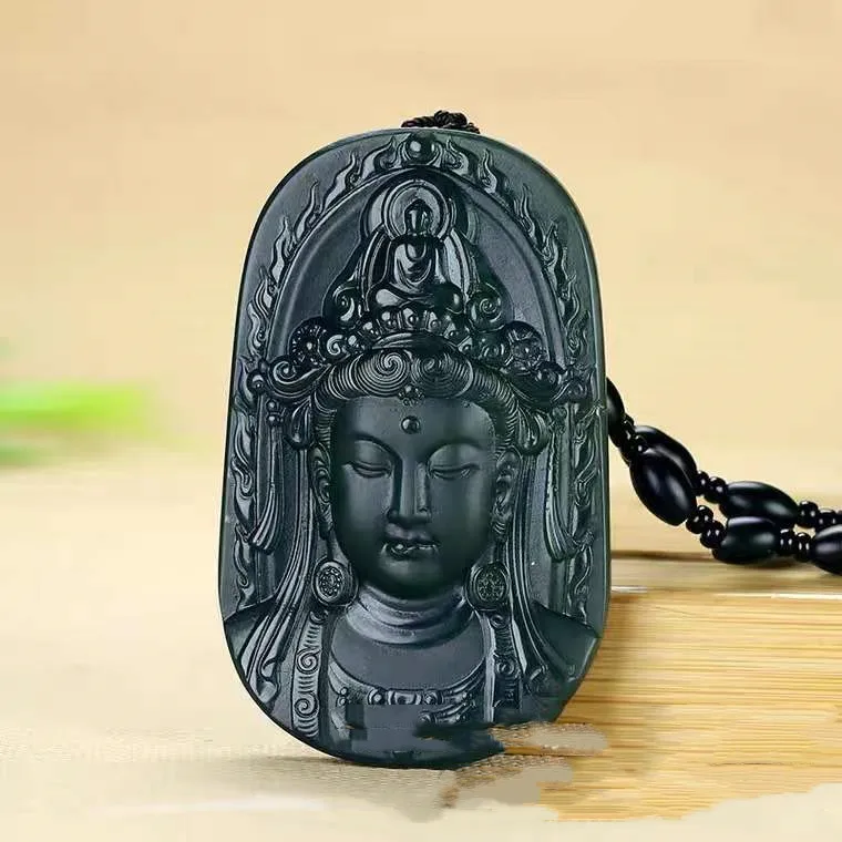 

Xinjiang Hetian Jade Guanyin Pendant Jade Tara Men's Safe Joker Pendant Sweater Chain