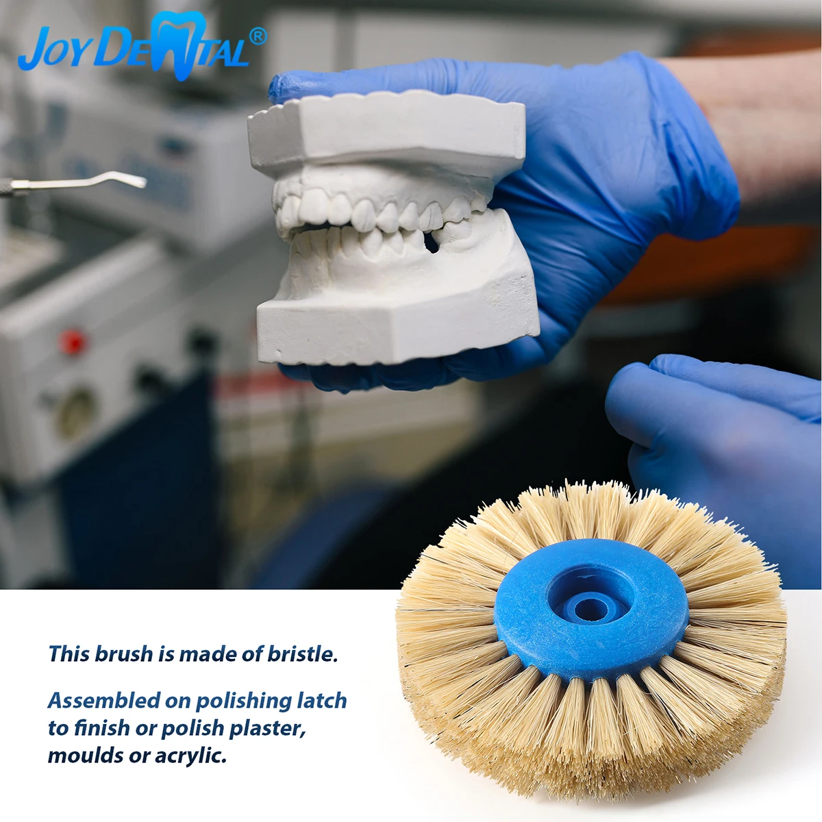 

1Pc Dental Laboratory Polishing Brush Straight Type 80mm 4 Rows 100% Nature White Bristle Dentistry Tool