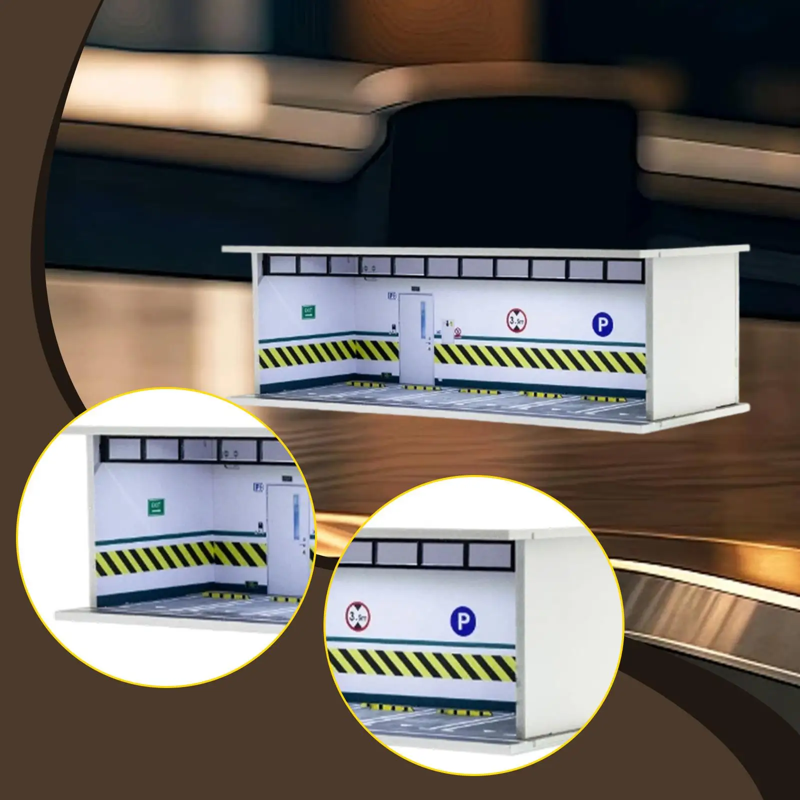 حافظة عرض موقف موقف السيارات بمقياس 1:64، مع مشهد موقف السيارات لسيارة Diecast #5