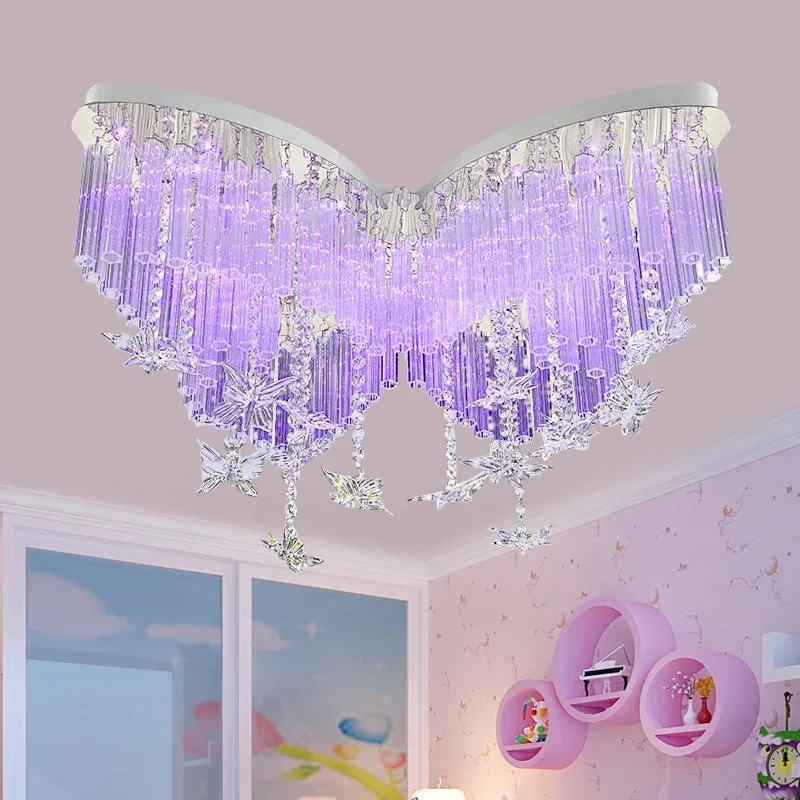 children's lamp Butterfly LED Crystal Ceiling Lights bedroom  girl ceiling  color ceiling-mounted luminaire