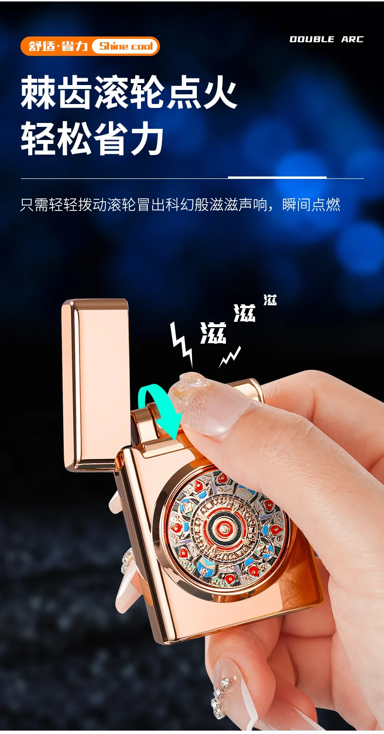 

Chenlong CL-1802Red Flame Creative Roller Ignition Windproof Battery Sensor Refillable Lighter Wholesale torches lighters butane