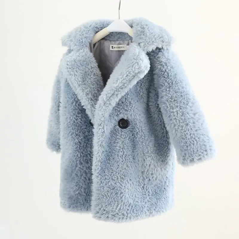 Baby Girls Faux Fur Coat Winter Children Girls Long Sleeve Jackets Warm Kids Girls Snow Coats Girls Outerwear Clothing E512