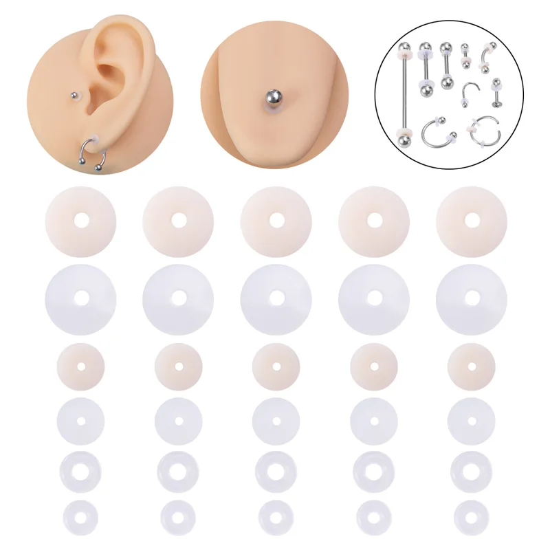 10pcs Silicone Piercing Pad Healing Discs Flexible Anti Hyperplasia Fixed Cartilage Earrings Nose Lip Body Jewelry Soft Gasket