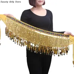 Tassel Fringe Shiny Skirts for Women Sexy Belts Chiffon Waist Chain Belly Dance Skirt Lady Party Jazz Dancing Pettiskirt Sequins