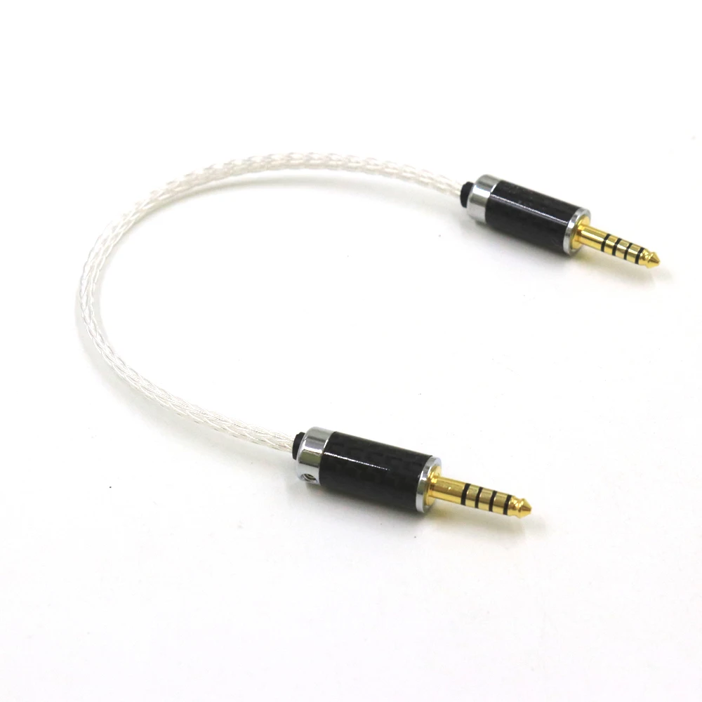 16 Core High Purity Silver 4.4mm Balanced Male to 4.4mm Balanced Male Audio Adapter Cable 4.4 Male to Male Adapter