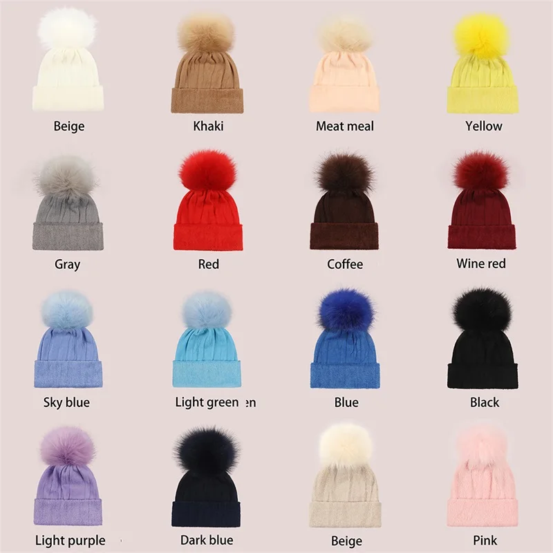 Adorable Winter Pom Pom Beanies for Babies Soft Warm Knitted Hats with Faux Fur Ball Infant Caps Cozy Solid Color Headwear