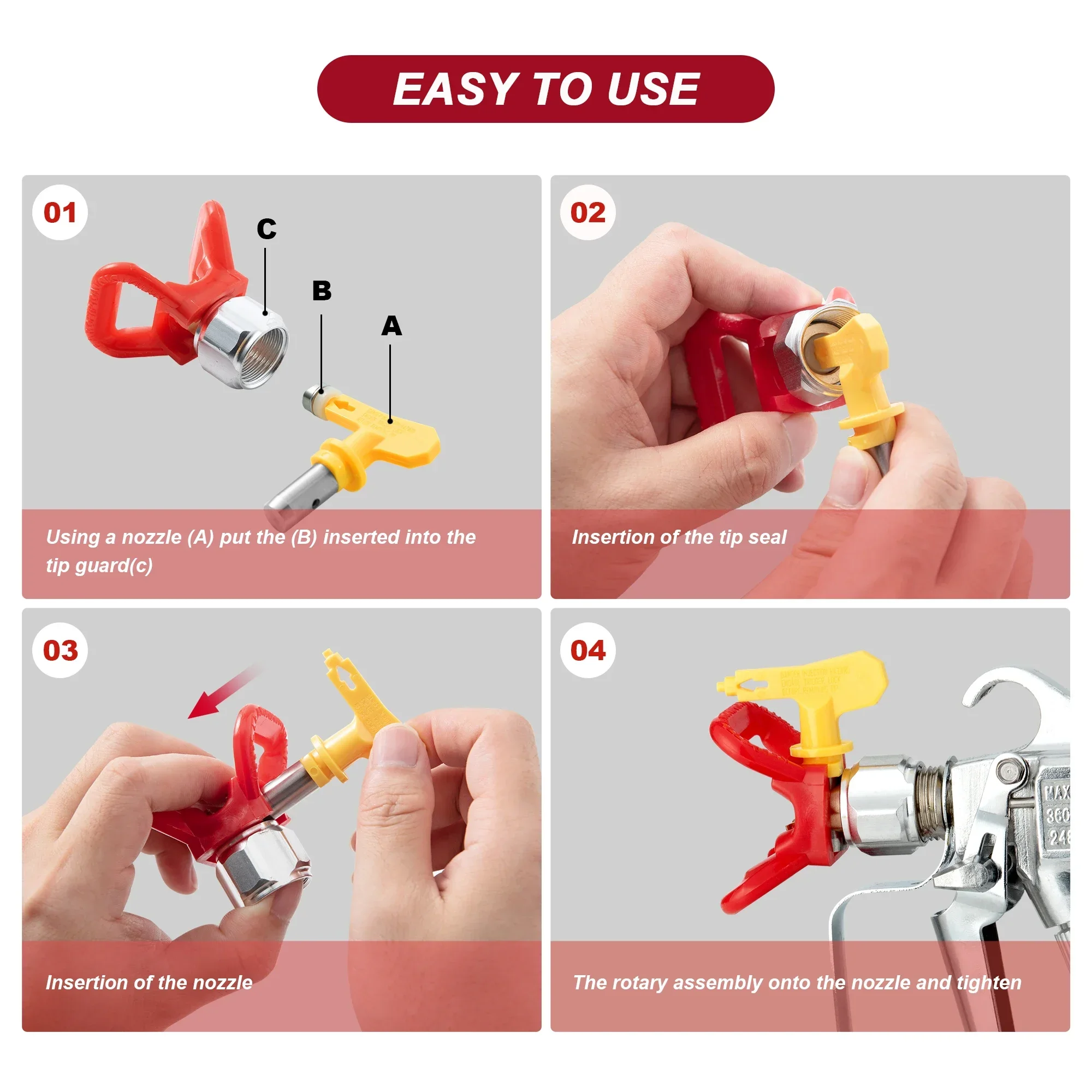 Tpaitlss Airless Spray Gun Tips Seal Nozzle Red  Series Tip Paint Sprayer Tools For Paint Sprayer Garden Power Tools