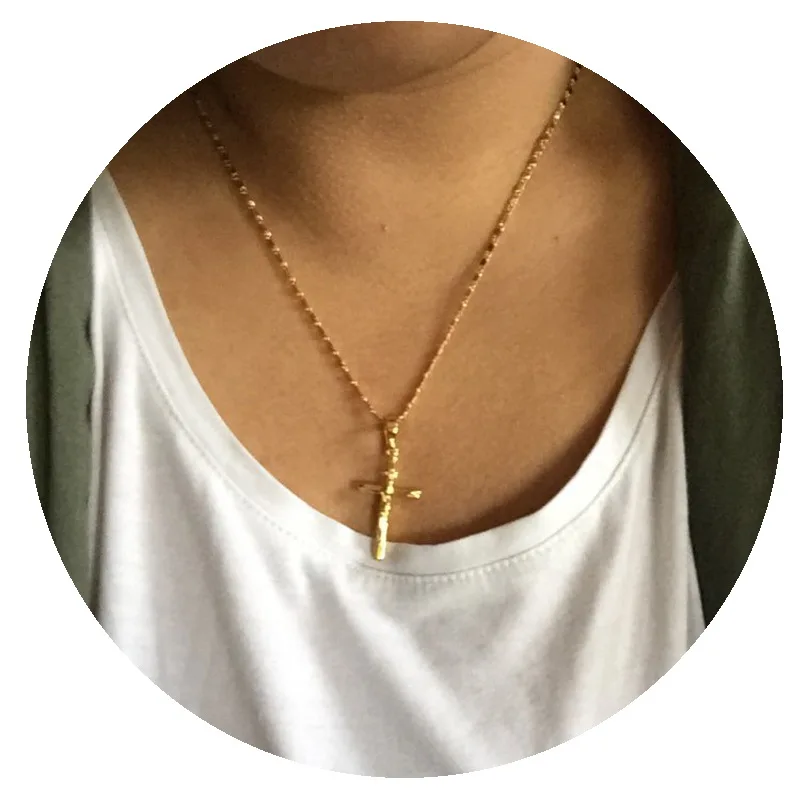 New 24K Gold Necklace Cross Pendant Gold Plated Necklace Men's & Women's Jewelry Gift