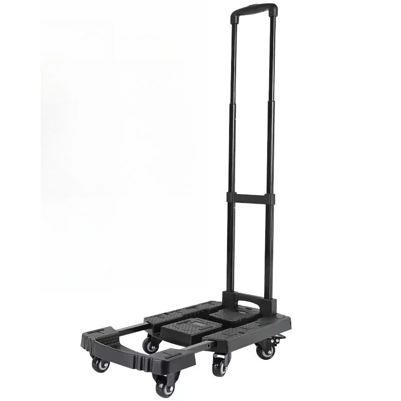 155kg Capacity Compact Foldable Utility Wagon Alloy Material Silent Rolling Casters For Apartment Elderly People Daily Use